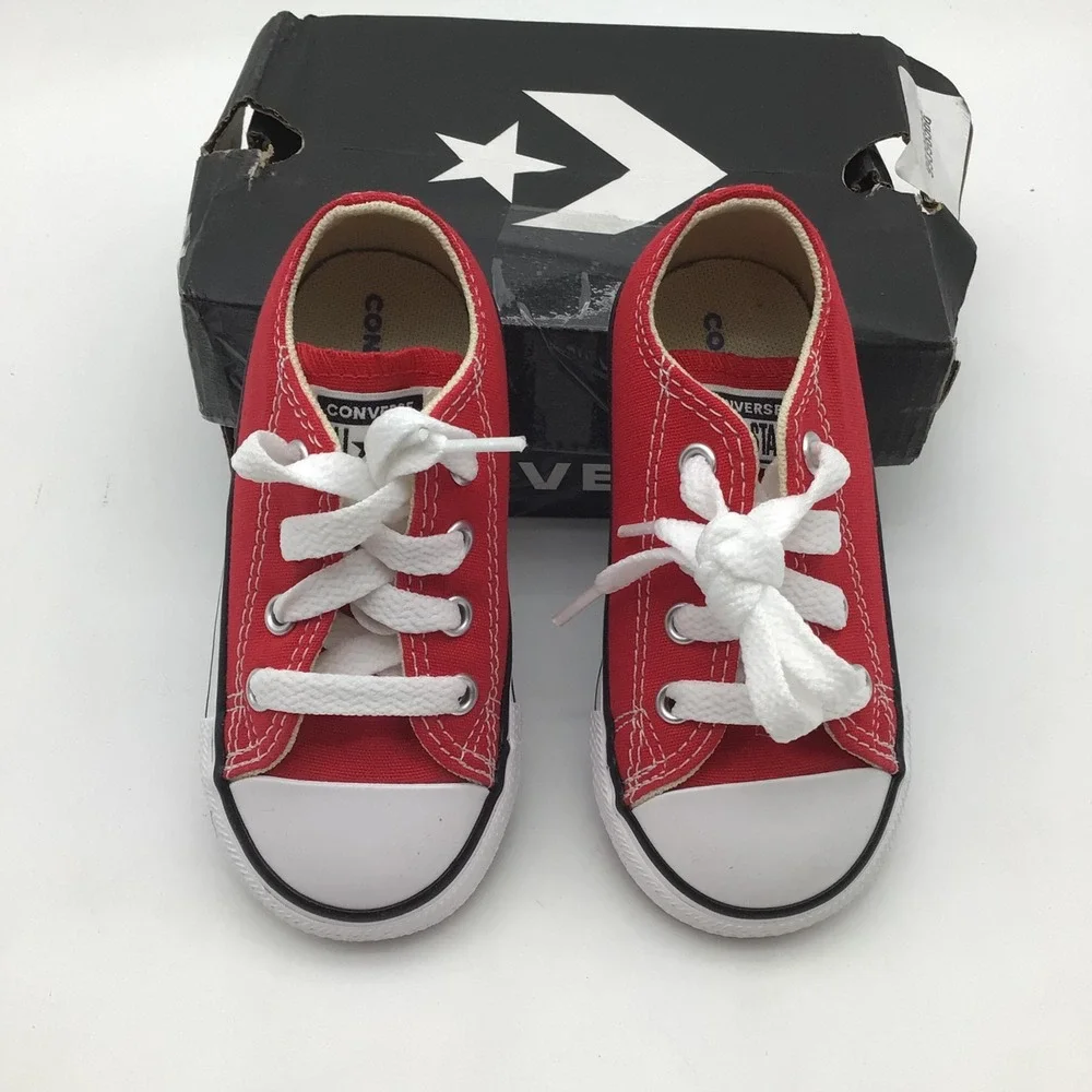 Converse CTAS Ox Infant Red Canvas Sneakers 7J236 Size 6 Toddler NEW